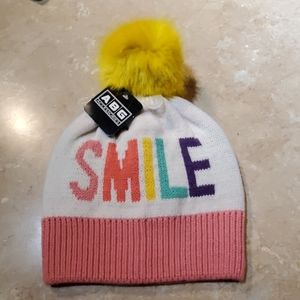 ABG Colorful SMILE Stocking Hat Beanie with Pom